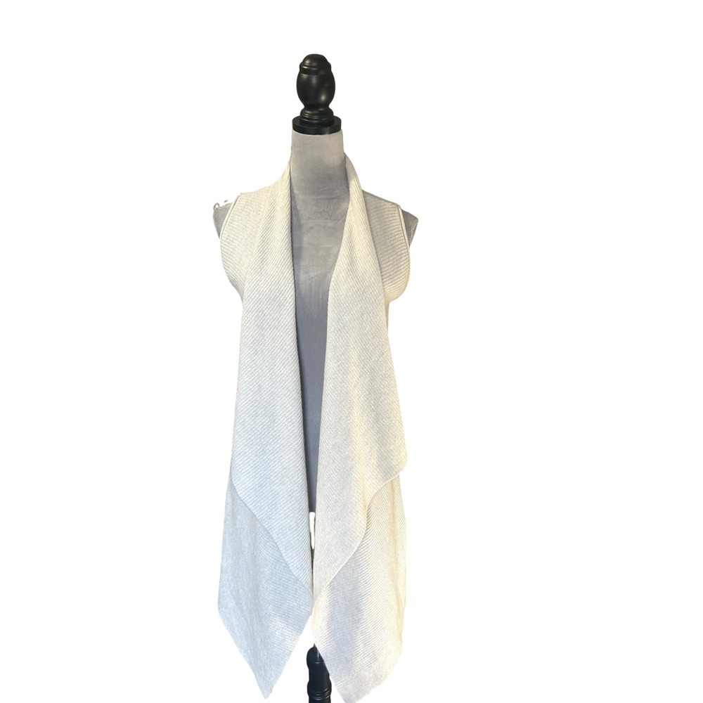 Neiman Marcus Cashmere Collection Light Beige Waterfall Cardigan Vest M